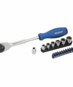 Kobalt Mechanics Tool Sets 20-Piece Standard (SAE) and Metric Combination Polished Chrome Mechanics Tool Set (3/8-in)