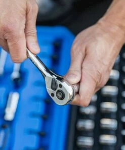 Kobalt Mechanics Tool Sets Centennial 100-Piece Standard (SAE) and Metric Combination Polished Chrome Mechanics Tool Set (1/4-in; 3/8-in) -Kobalt Sales Shop 40333072 scaled