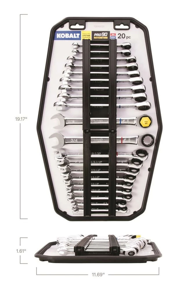 Kobalt Ratchet Wrenches & Sets In Tray with Removable Rails 20-Piece Set 12-Point Standard (SAE) and Metric Combination Ratchet Wrench Set 11 Kobalt Ratchet Wrenches & Sets In Tray with Removable Rails 20-Piece Set 12-Point Standard (SAE) and Metric Combination Ratchet Wrench Set - Image 11