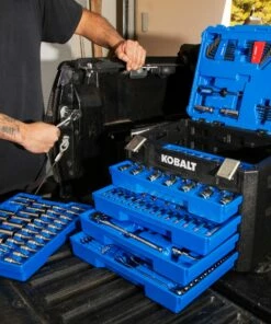 Kobalt Mechanics Tool Sets 250-Piece Standard (SAE) and Metric Combination Polished Chrome Mechanics Tool Set (1/4-in; 3/8-in) -Kobalt Sales Shop 42702387 scaled