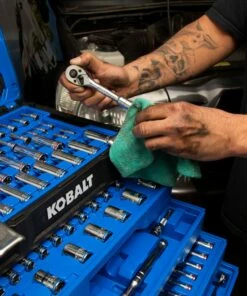 Kobalt Mechanics Tool Sets 250-Piece Standard (SAE) and Metric Combination Polished Chrome Mechanics Tool Set (1/4-in; 3/8-in) -Kobalt Sales Shop 42702397 scaled